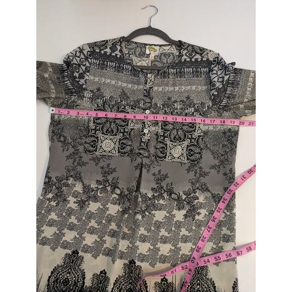 Fig & Flower Top Floral Boho Eclectic Tunic Spring Summer Pearlized Size S - Picture 12 of 13